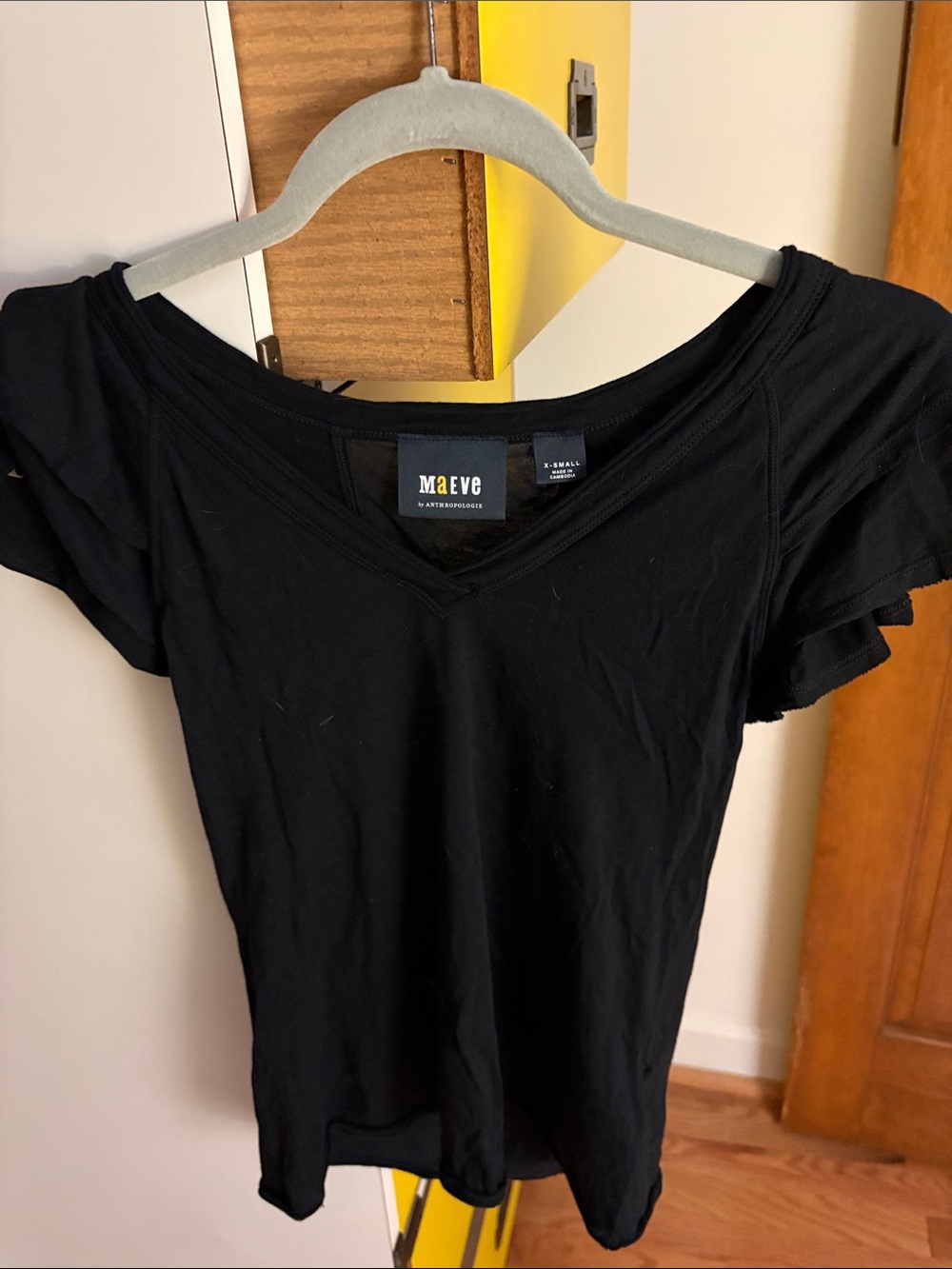Maeve Black Short Sleeve V-Neck Tee